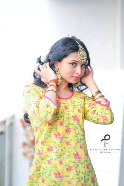 Shades Of Green MulMul Patiala Suit Set