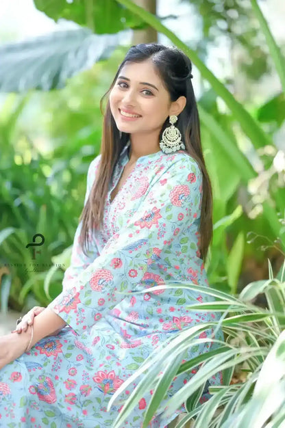 Soft Blue Jaipuri Meher Suit Set
