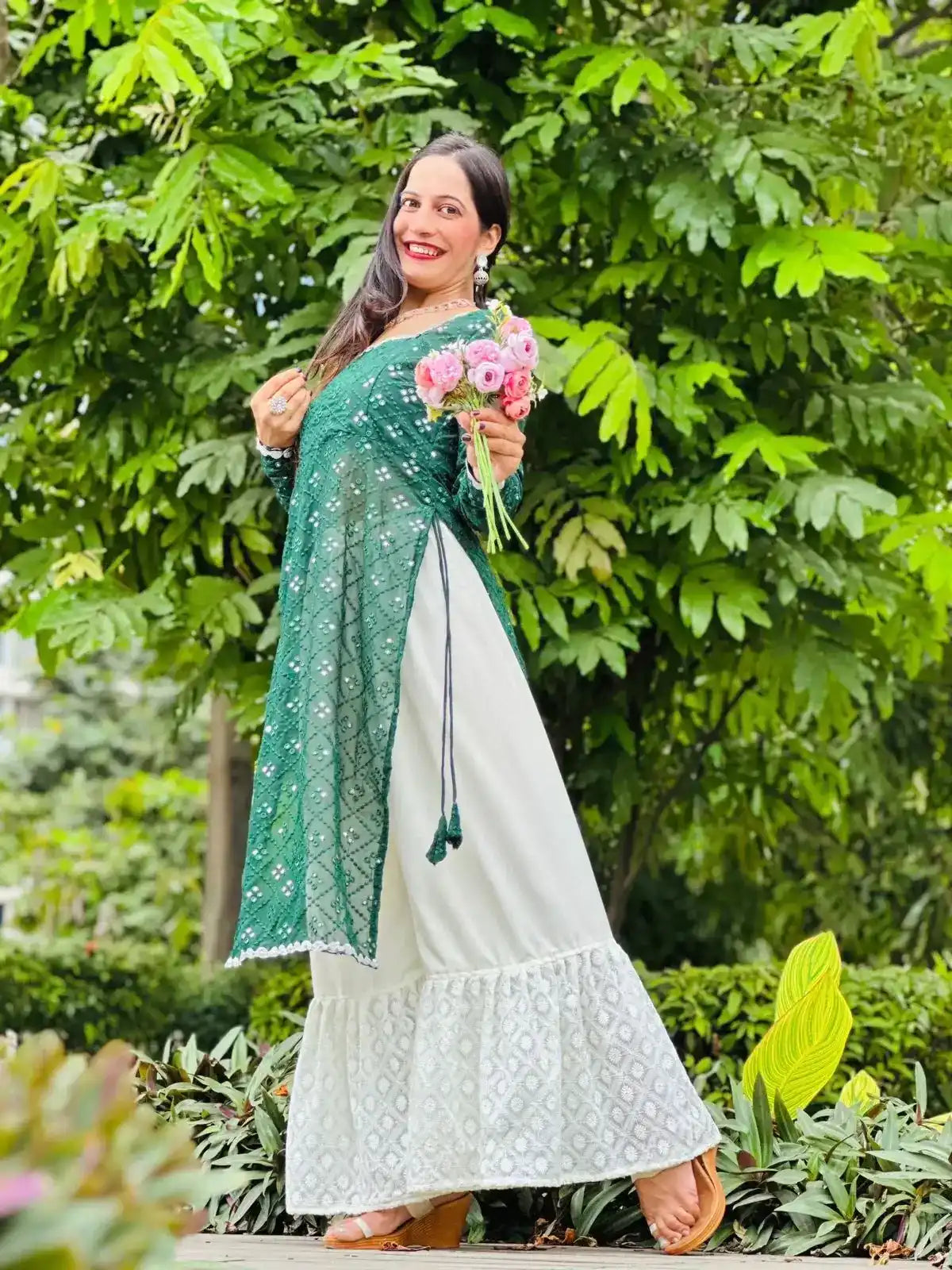 Lawn Green Mirror Gulnaz Kurta