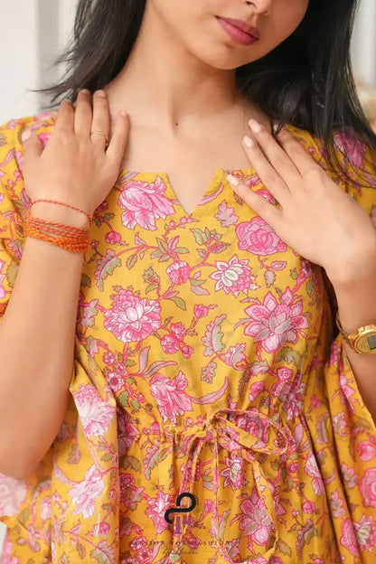 Classic Kalamkari Mulmul Blush Kaftan