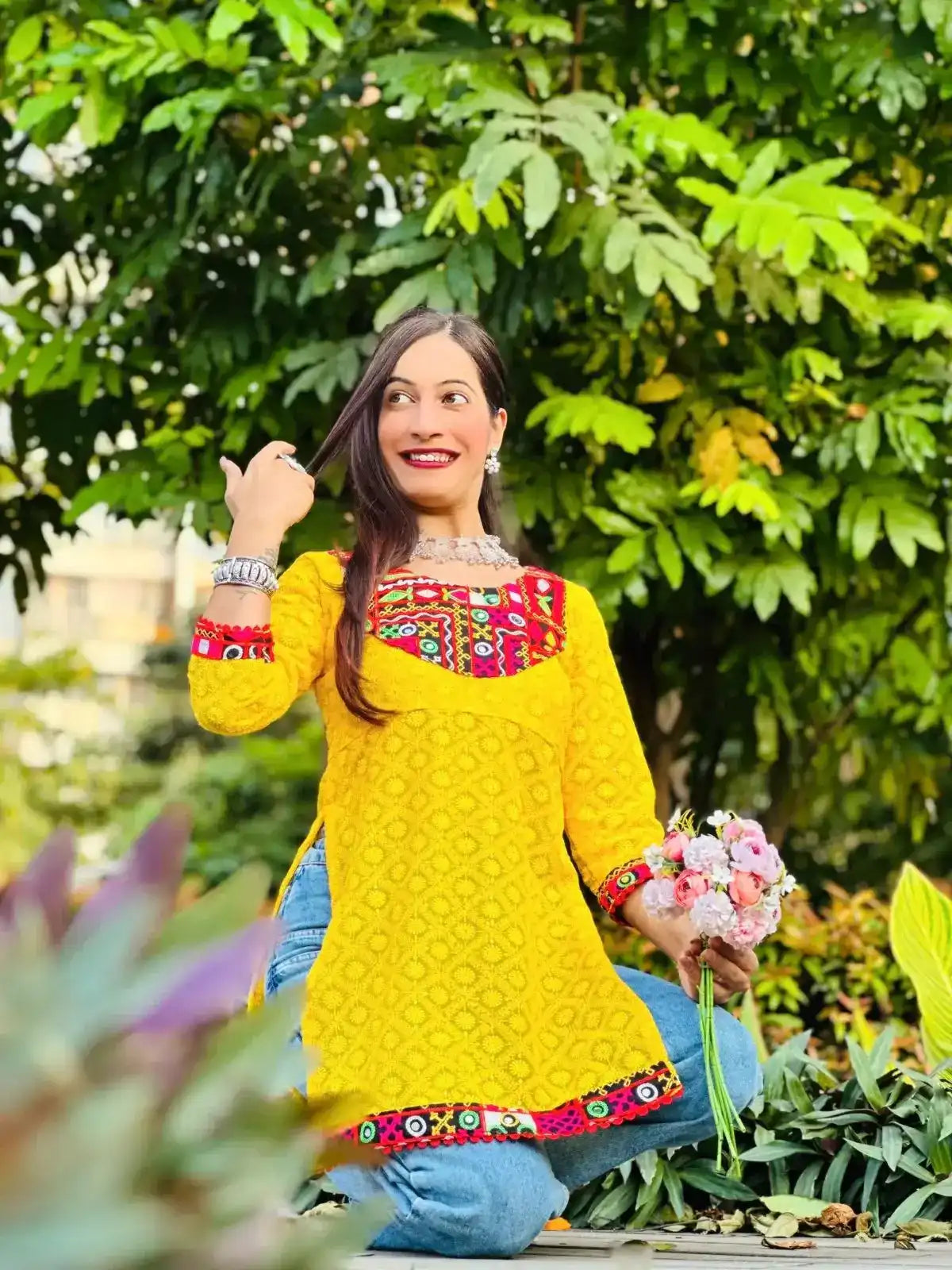 Marigold Yellow Gamti Gulnaz Kurta