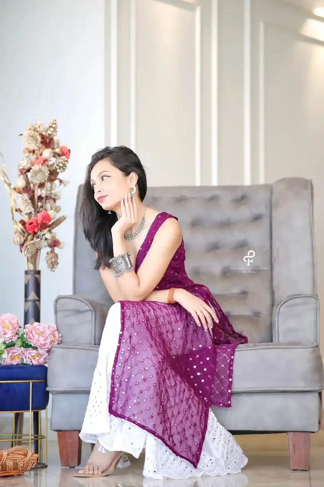 Plum Wine Mirror Gulnaz Kurta