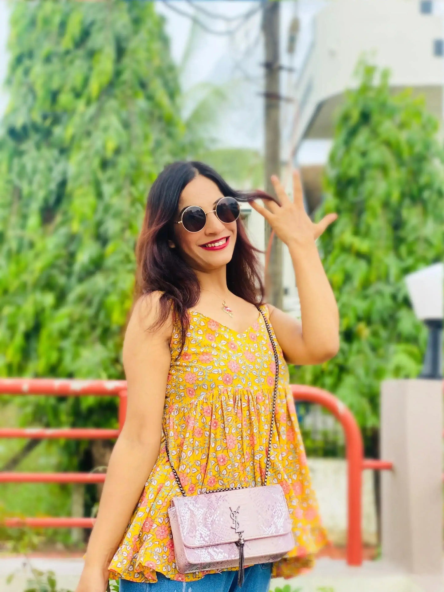 Mulmul Bliss Floral Peplum Top