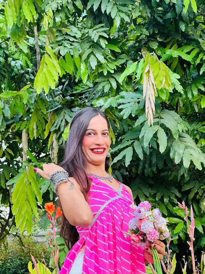 Blush Pink Lehriya Nyra Gulnaz Kurta