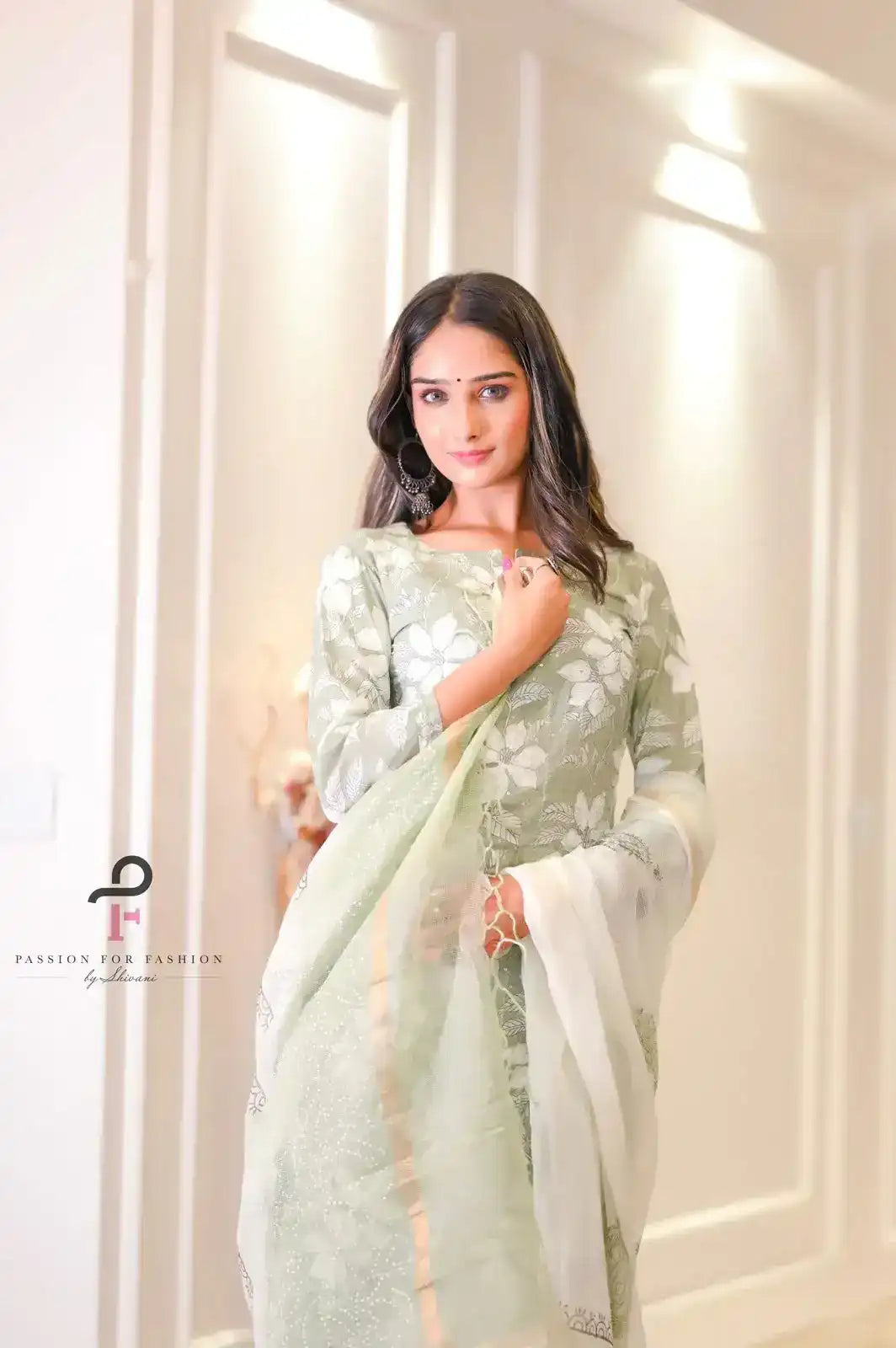 Blush Green Katha Work Meher Suit Set