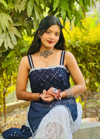 Blink Blue Embroidered Gulnaz Kurta