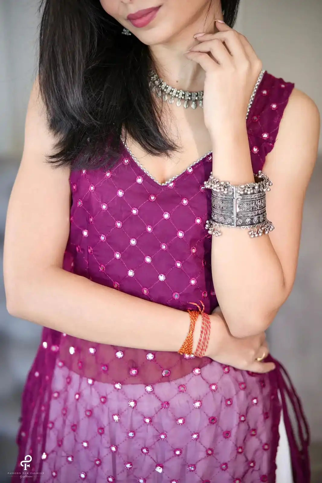 Plum Wine Mirror Gulnaz Kurta