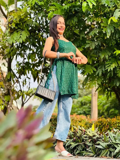 Zelen Green Sequence Gulnaz Kurta