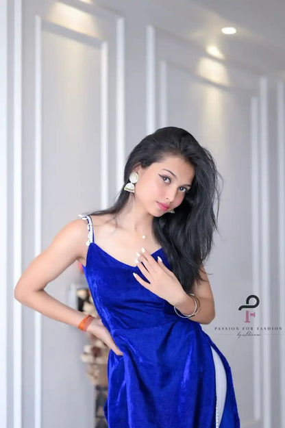 Asure Blue Velvet Gulnaz Kurta