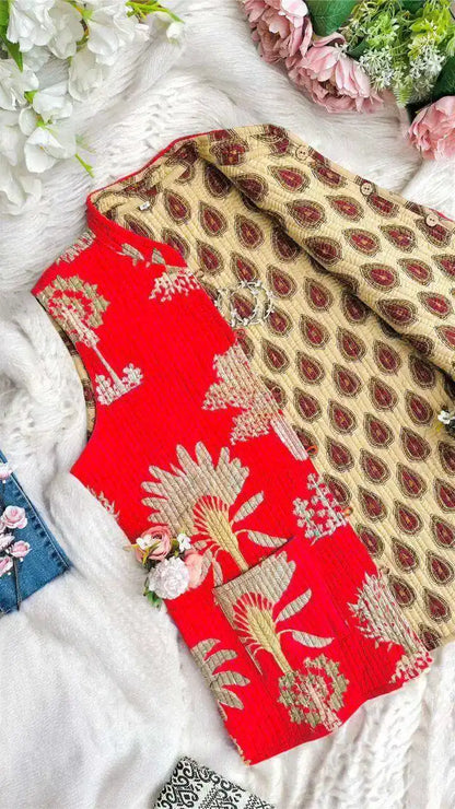 Red Quilted Jaipuri Jacket