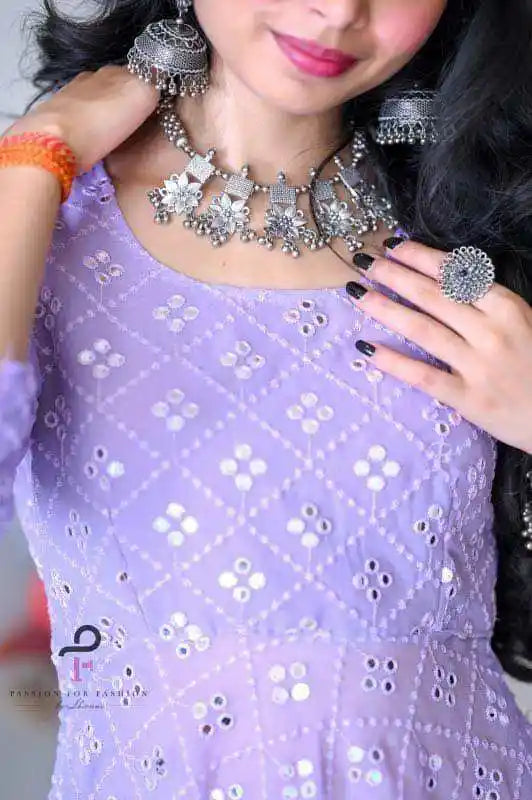 Daisy Lilac Mirror Gulnaz Kurta