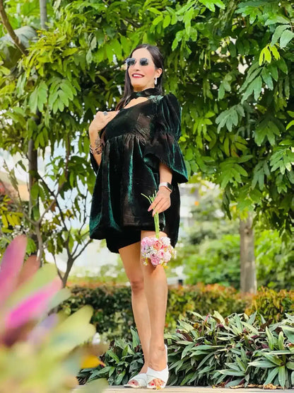 Spring Green Collar Mini Dress