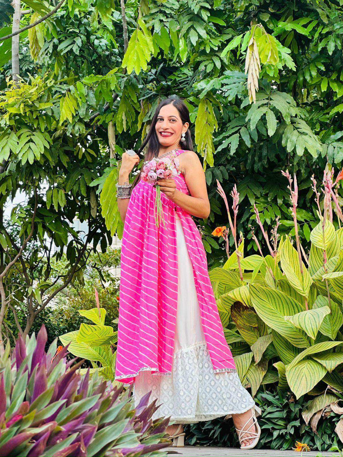 Blush Pink Lehriya Nyra Gulnaz Kurta