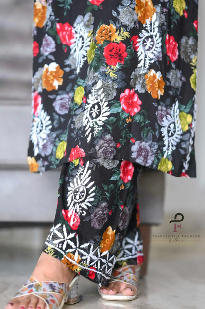 Classic Black Nazakat Chikan Noor Set