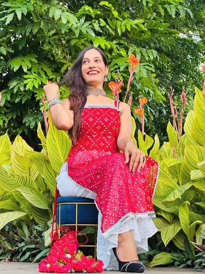 Swati's Scarlet Maroon Mirror Gulnaz Kurta