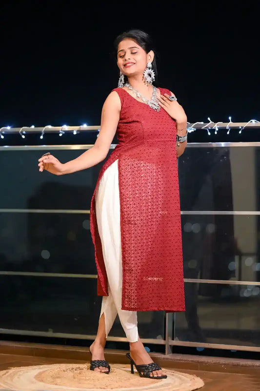 Nakhra Maroon Gulnaz Embroidered Kurta