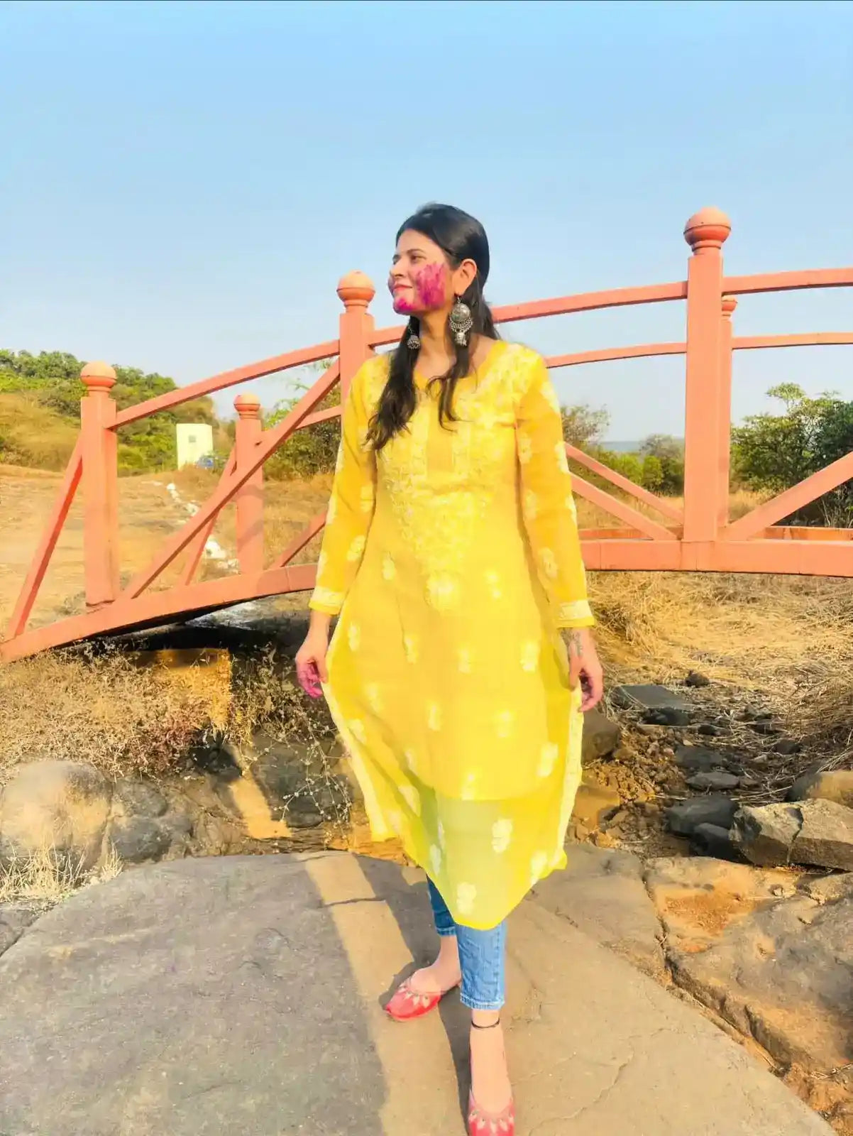 Sunflower Yellow Noor Chikan Kurta