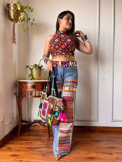 Embroidered Mandala Crop Top