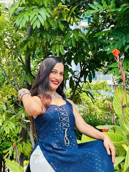 Liberty Blue Dori Sequence Gulnaz Kurta