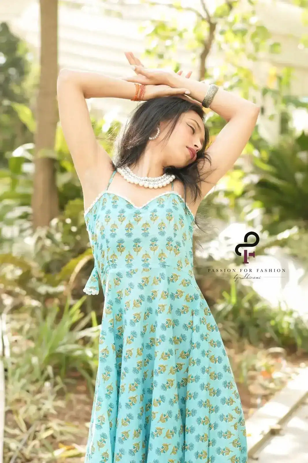 Nautical Blue Hand Print Twirl Dress