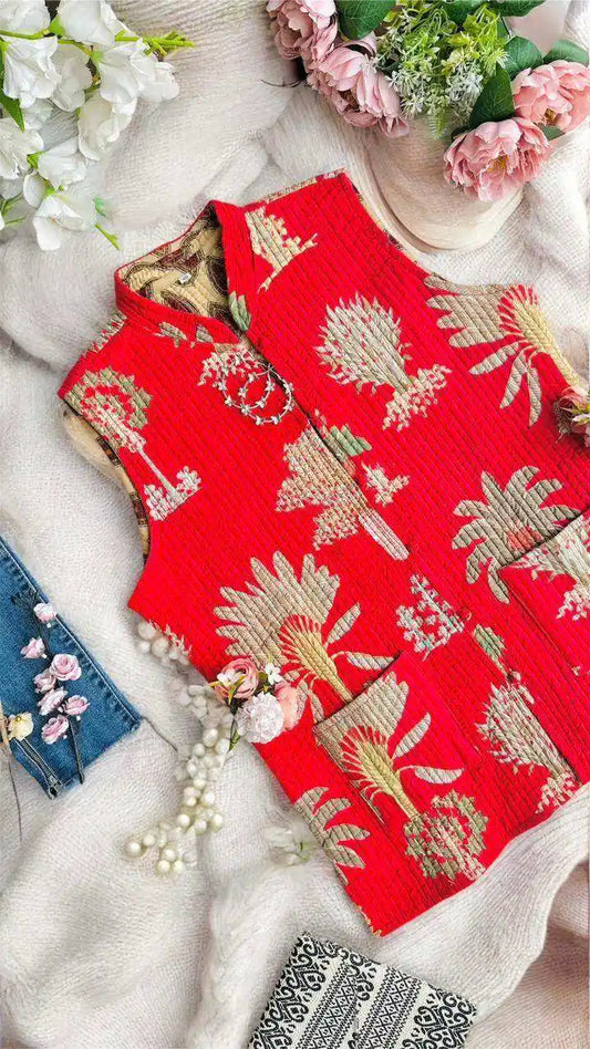 Red Quilted Jaipuri Jacket