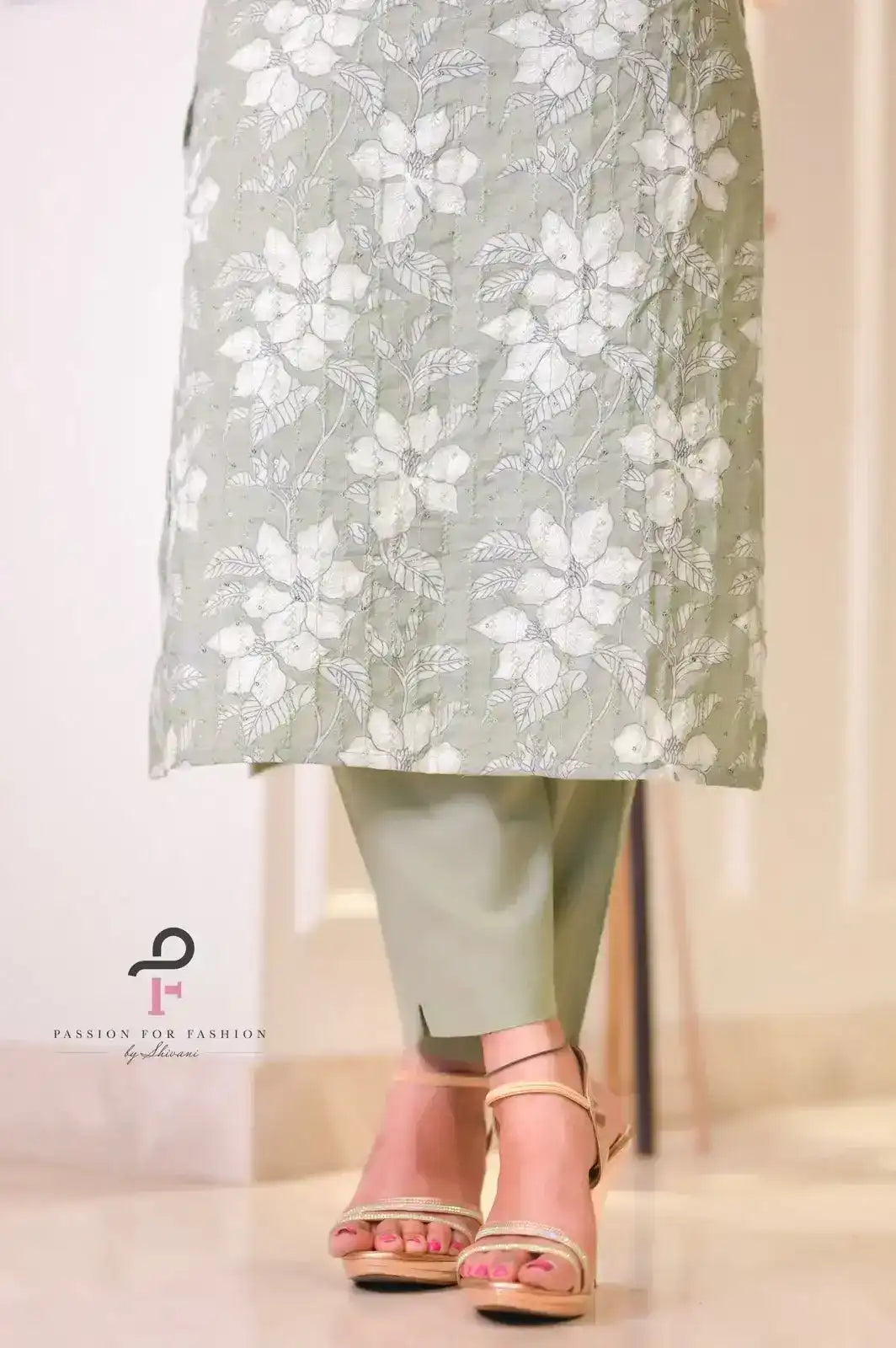 Blush Green Katha Work Meher Suit Set
