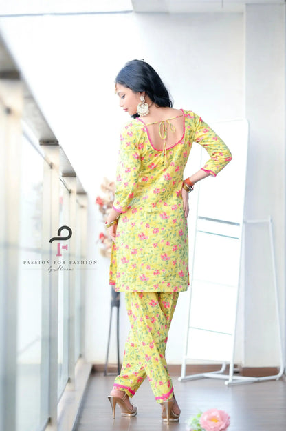 Shades Of Green MulMul Patiala Suit Set
