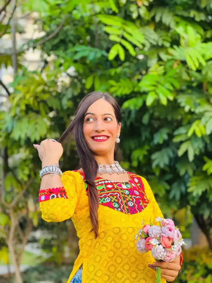 Marigold Yellow Gamti Gulnaz Kurta