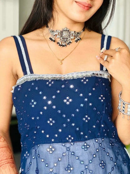 Blink Blue Embroidered Gulnaz Kurta