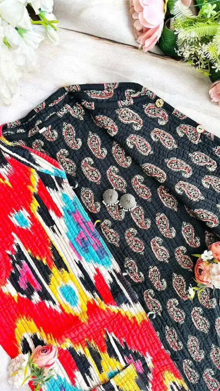 Red Ikkat Jaipuri Jacket