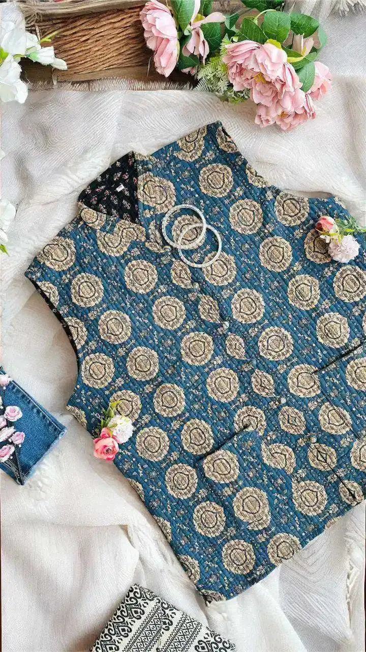Kalamkari Blue Jaipuri Jacket
