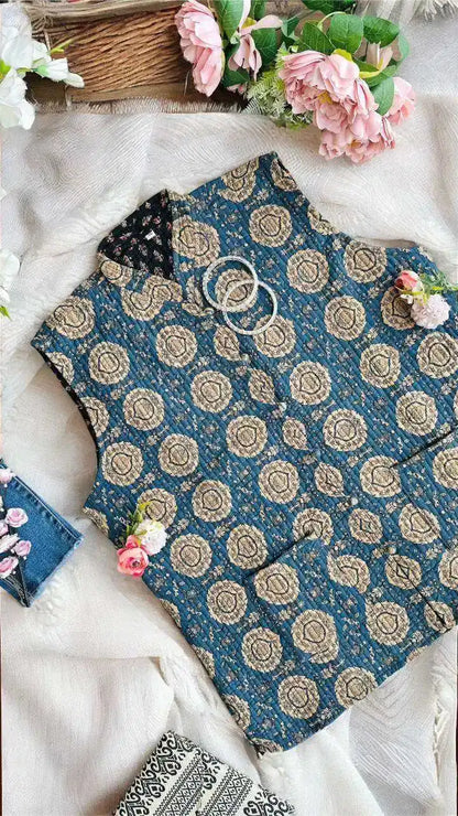 Kalamkari Blue Jaipuri Jacket
