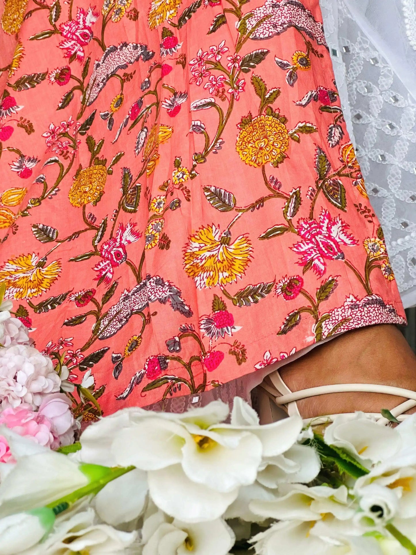 Peach Kalamkari MulMul Gulnaz Kurta