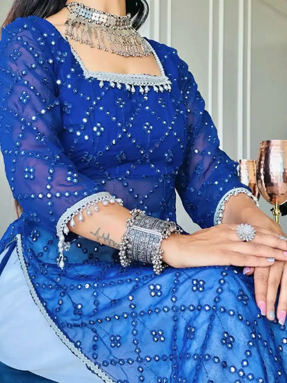Royal Blue Mirror Gulnaz Kurta