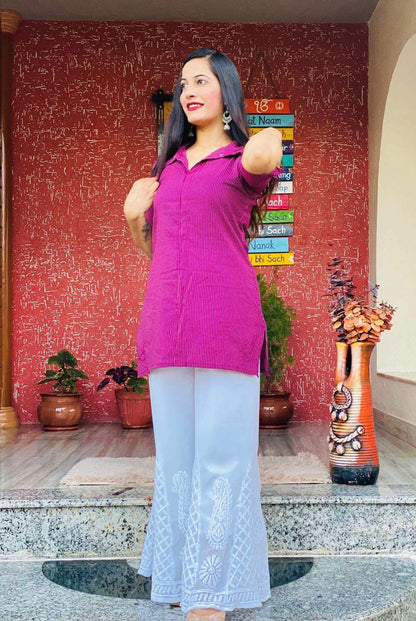 Purple Bliss Collar Rangriti Kurta