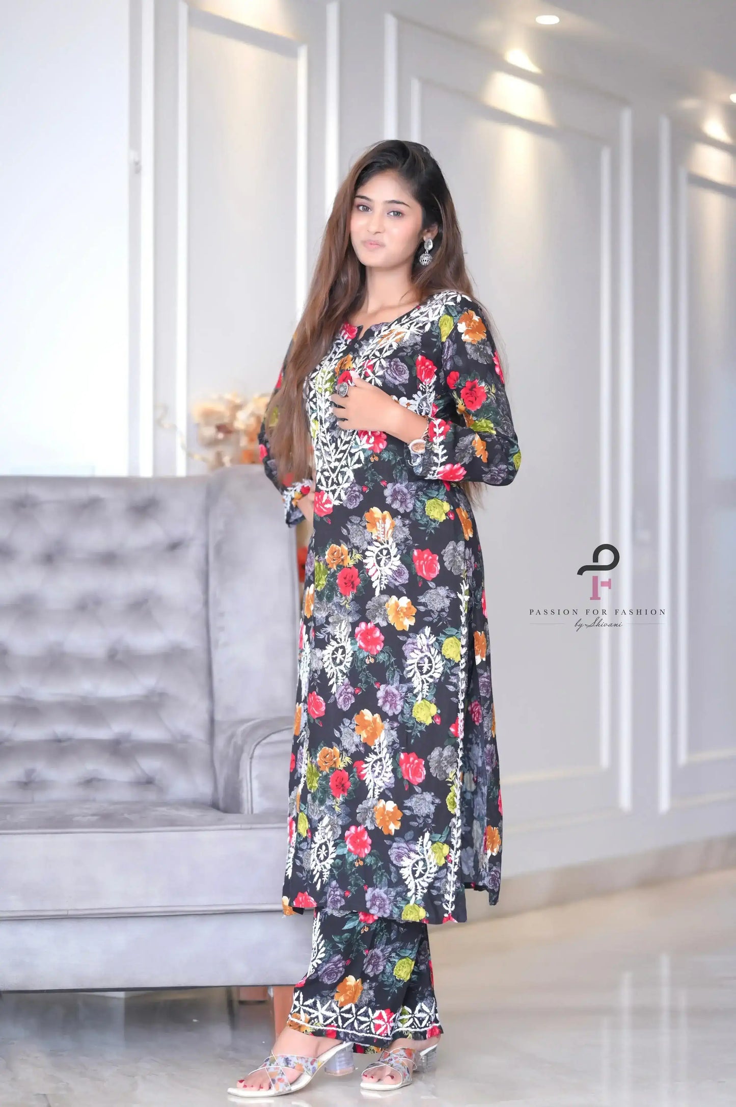 Classic Black Nazakat Chikan Noor Set