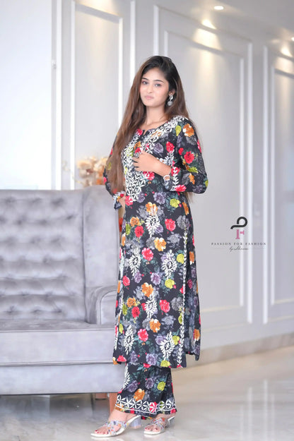 Classic Black Nazakat Chikan Noor Set