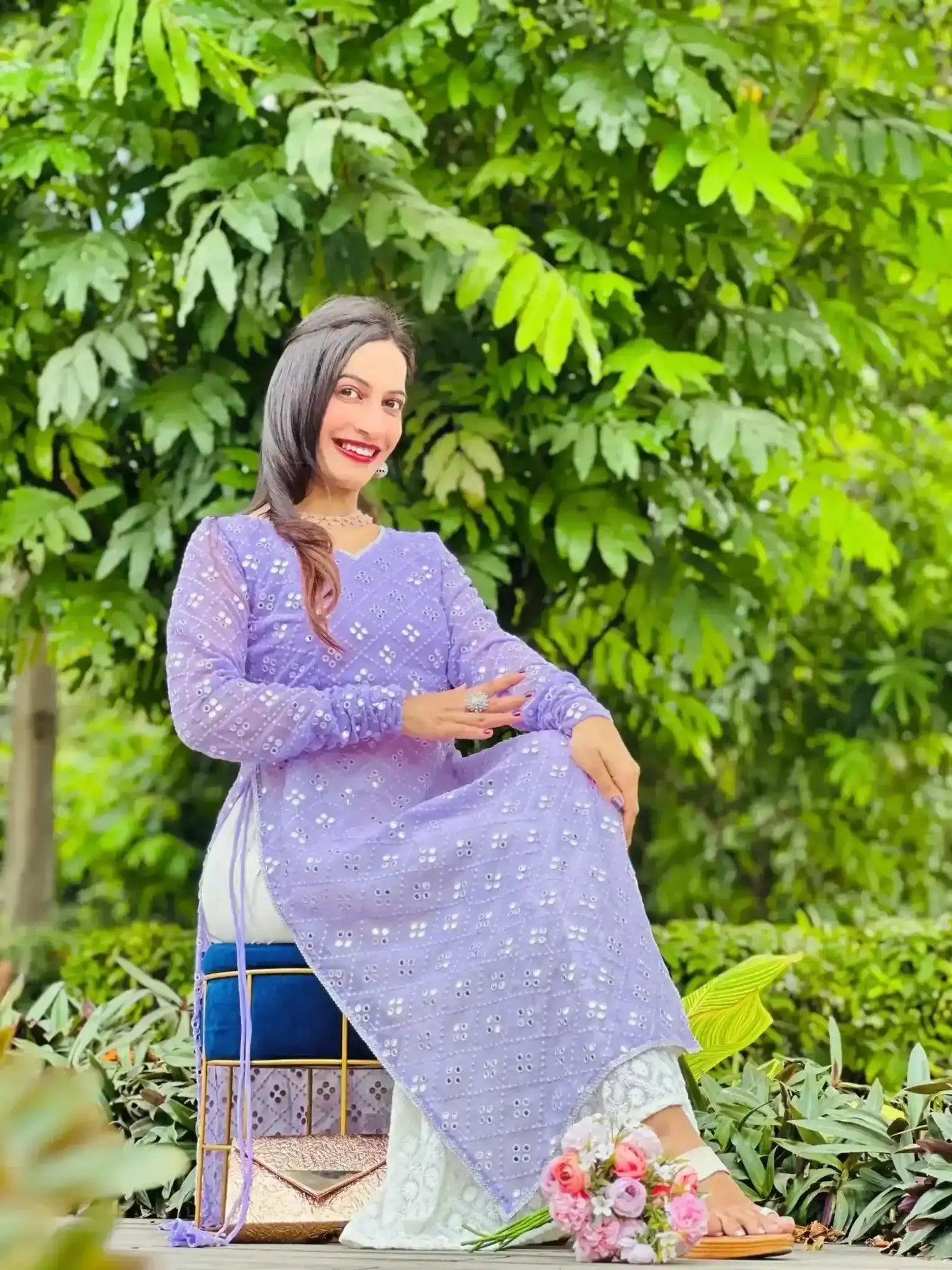 Sheer Lilac Mirror Gulnaz Kurta - Passion for Fashion by Shivani