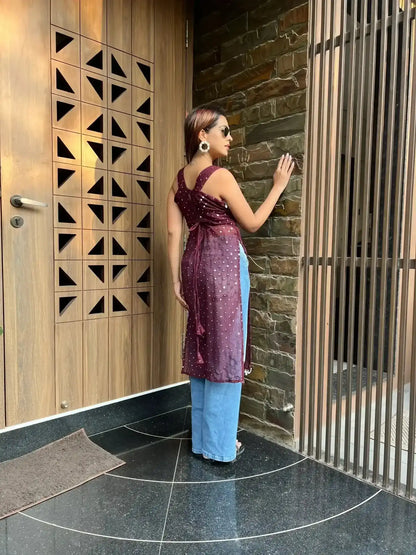 Swati's Fine Wine Dori Gulnaz Kurta - Passion for Fashion by Shivani