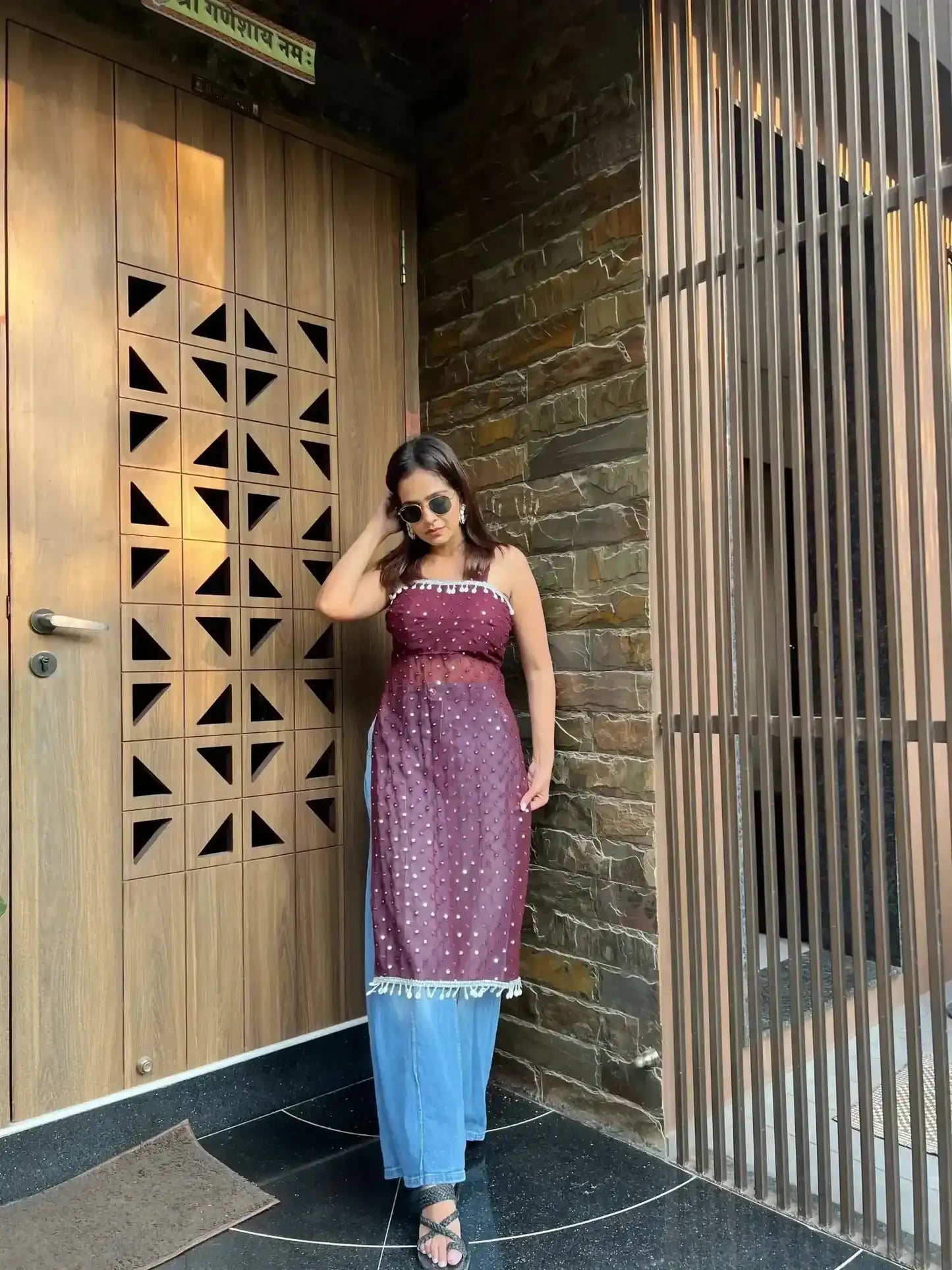 Swati's Fine Wine Dori Gulnaz Kurta - Passion for Fashion by Shivani