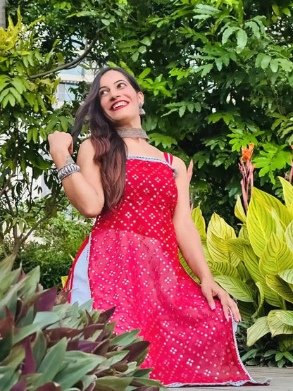 Swati's Scarlet Maroon Mirror Gulnaz Kurta - Passion for Fashion by Shivani